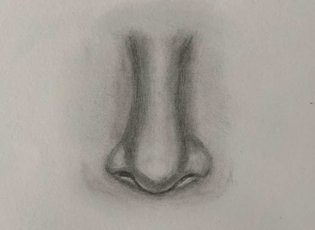 tutorial, Learn the correct way to draw the nose from 3 different  directions, I will leave you a video of the process of drawing in the  comments, tools, HP pencil, 3P, 8P,